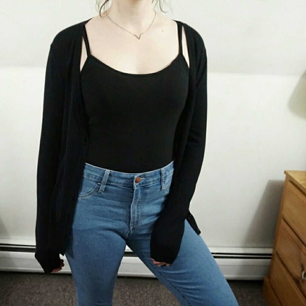 Forever21 Simple Black Button Down Cardigan